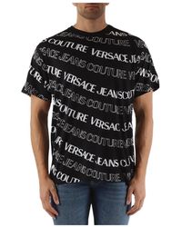 Versace - T-shirt in cotone con stampa logo regular fit - Lyst