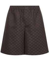 Gucci - Korte Broeken ,Bruin ,Linnen Gg Canvas Linnenmix Shorts - Lyst