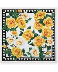 Dolce & Gabbana - Foulard in twill di seta con stampa rose gialle - Lyst