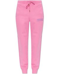 Versace Jeans Couture - Broeken ,Roze ,Katoen Trainingsbroek Met Geborduurd Logo - Lyst