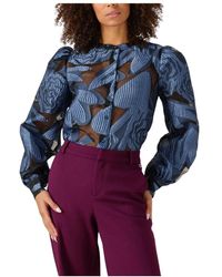 Pom - Overhemden ,Blauw ,Organza Dashing Nights Organza Blouse - Lyst