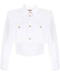 Elisabetta Franchi - Camicia bianca in popeline di cotone - Lyst