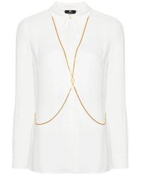Elisabetta Franchi - Ivory georgette viskose shirt mit body chain - Lyst