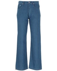 Palm Angels - Pantaloni in cotone blu con passanti per cintura - Lyst