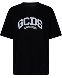 Gcds - T-shirt e polo nere con girocollo a coste - Lyst