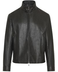 Emporio Armani - Klassische lederjacke mit reißverschluss - Lyst