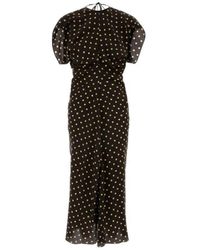 Marni - Kleedjes ,Zwart ,Nylon Ruched Midi Jurk - Lyst