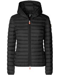 Save The Duck - Zwarte Gewatteerde Hooded Donsjas - Lyst