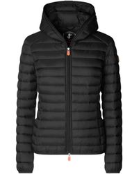 Save The Duck - Zwarte Gewatteerde Hooded Donsjas - Lyst