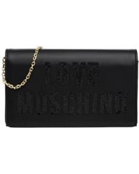 Love Moschino - Logo crossbody tasche mit rhinestone - Lyst