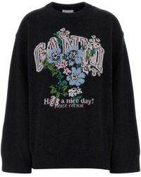 Ganni - Round-Neck Knitwear - Lyst