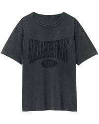 Alexander Wang - Tops ,Zwart ,Katoen Distressed Logo Katoenen T-Shirt - Lyst