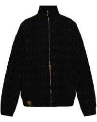 Versace - Hoodies & Sweatvesten ,Zwart ,Katoen Sweatshirt Met Logo - Lyst