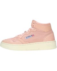 Autry - Schoenen ,Roze ,Leer Medalist Mid Leather Sneakers - Lyst