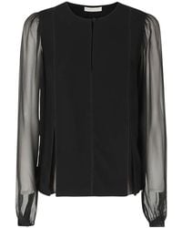 Ulla Johnson - Overhemden ,Zwart ,Chiffon Lucette Blouse Met Lange Mouwen - Lyst