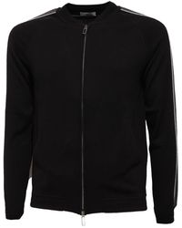 Paolo Pecora - Hoodies & Sweatvesten ,Zwart ,Katoen Volledige Rits Katoenen Trui - Lyst
