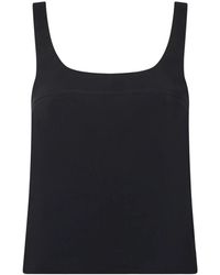 Pinko - Tops ,Zwart ,Polyester Zwarte Mouwloze Stretch Top - Lyst
