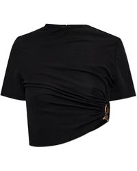 Christopher Esber - Tops ,Zwart ,Bezel Quartz Ruched T-Shirt - Lyst