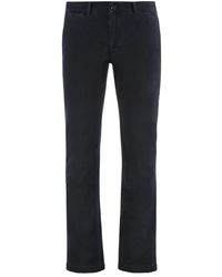 Moorer - Broeken ,Blauw ,Katoen Stretch Katoenen Broek Met Achterzakken - Lyst