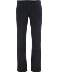 Moorer - Broeken ,Blauw ,Katoen Stretch Katoenen Broek Met Achterzakken - Lyst