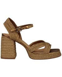 Castañer - Metallgeflochtene Sandalen Mit Blockabsatz - Lyst