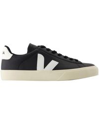 Veja - Zwarte En Witte Leren Sneakers - Lyst