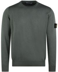 Stone Island - Baumwoll-Crewneck-Sweater Mit Erhöhten Nähten - Lyst