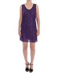 Dolce & Gabbana Floral Lace Short Mini Shift Dress - Paars
