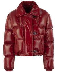 Fay - Jassen ,Rood ,Leer Cropped Down Jacket - Lyst