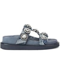 Kurt Geiger - Kristall denim sandalen gesteppte innensohle - Lyst
