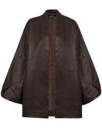 Cortana - Overhemden ,Bruin ,Leer Wijde Kimono Jas - Lyst