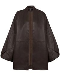 Cortana - Overhemden ,Bruin ,Leer Wijde Kimono Jas - Lyst