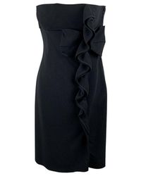 Valentino Bustier Sleeveless Dress With Ruffles Size S - Zwart