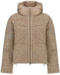 Herno - Jassen ,Roze ,Leer Sequin-Embellished Bouclé Down Jacket - Lyst