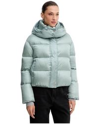Patrizia Pepe - Jassen ,Blauw ,Leer Gevoerde Jas Met Knopen - Lyst
