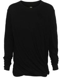Rick Owens - Schwarzes baumwoll-langarmshirt mit rundhalsausschnitt - Lyst