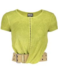 DIESEL - Tops ,Groen ,Katoen Crop Top Met Riem - Lyst