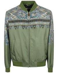 Etro - Jassen ,Groen ,Zijden Bomberjack Met Geplaatste Paisleyprint - Lyst