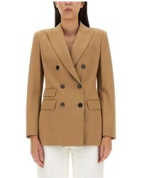 Max Mara - Jassen ,Leer Double-Breasted Tailored Blazer Jacket - Lyst