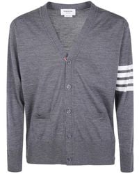 Thom Browne - Merino Wool 4-Bar Classic V-Neck Cardigan - Lyst