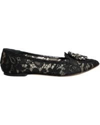 Dolce & Gabbana - Lace Crystal Ballet Flats Loafer Shoes - Lyst