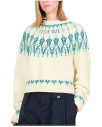 Loewe - Truien & Vesten ,Wit ,Wol Trui Van Een Wolmix - Lyst