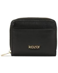 Kazar - Accessoires ,Zwart ,Leer Compacte Zwarte Ritssluiting Portemonnee - Lyst