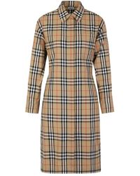 Burberry - Geruite Katoenen Overhemdjurk - Lyst