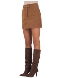 ViCOLO - Bruine Leren Rok Met Krijtstreep En Strass - Lyst