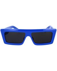Celine - Glamouröse quadratische sonnenbrille aus blauem acetat mit grauen organischen gläsern - Lyst