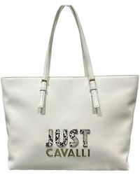 Just Cavalli - Borsa a spalla bianca con logo lettering - Lyst