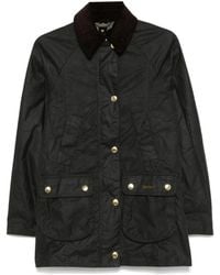 Barbour - Grüne wachsjacke mit cordkragen - Lyst