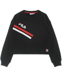 Fila - Hoodies & Sweatvesten ,Zwart ,Katoen Zwarte Beauty Cropped Crew Sweatshirt Lichtgewicht - Lyst