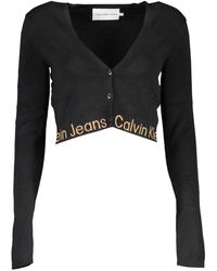 Calvin Klein - Schwarzer lyocell pullover mit v-ausschnitt und knöpfen - Lyst